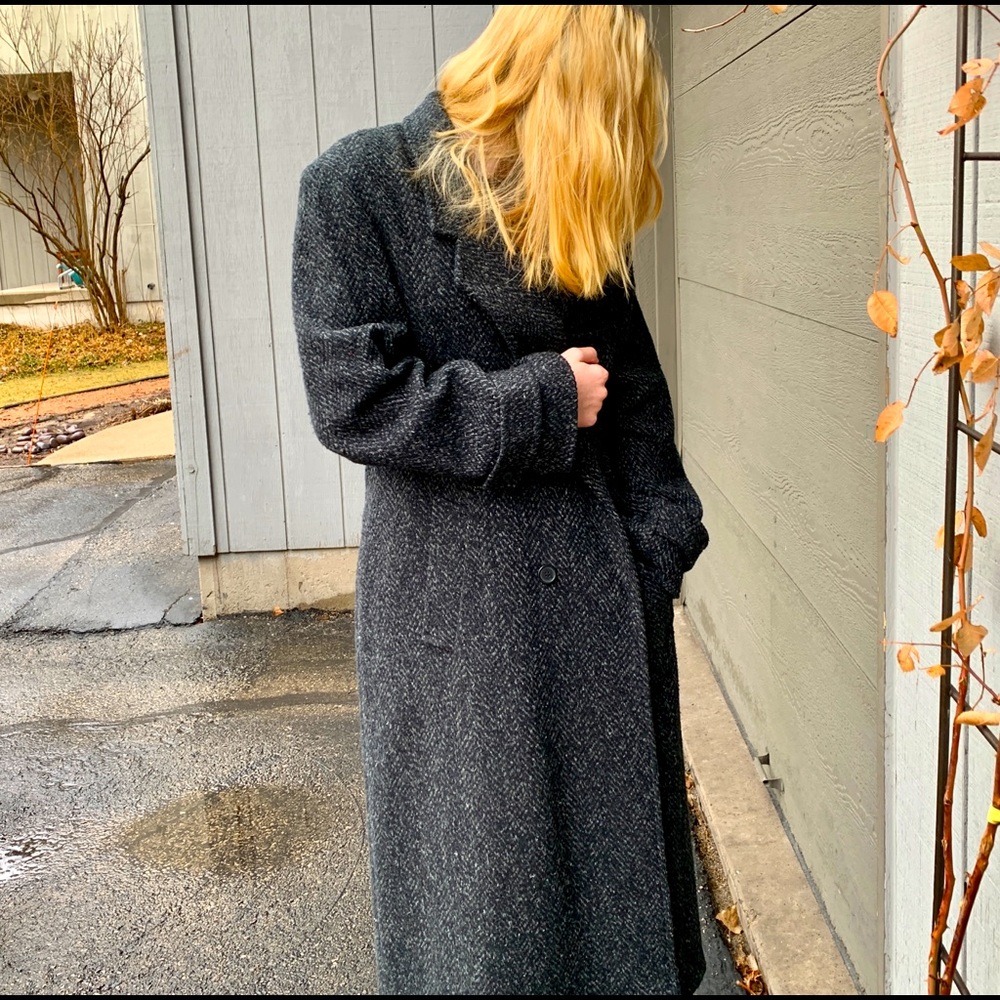 Oversized wool trench overcoat